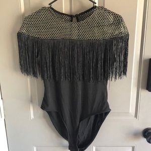 Black Fringe Bodysuit